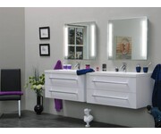 Badkamermeubel dubbele wastafel Sara wit spiegel met verlichting 