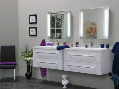 Badkamermeubel dubbele wastafel Sara wit spiegel met verlichting