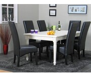 Eethoek Mozart tafel wit met 6 stoelen zwart Giessen 
