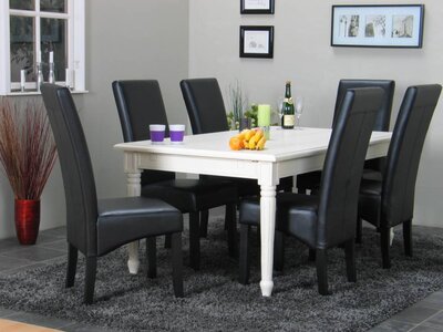 Eethoek Mozart tafel wit met 6 stoelen zwart Giessen
