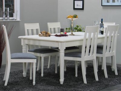 Mozart eethoek wit tafel + 6 stoelen