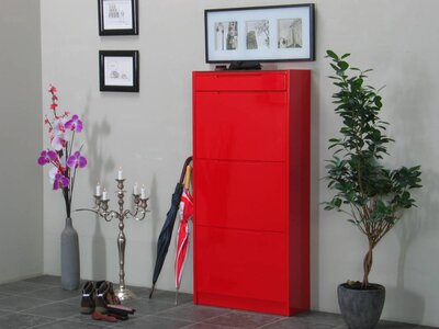 Schoenenkast Berlijn rood hoogglans met lade