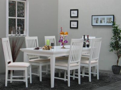 Tvilum Eethoek Venetië wit ruime tafel met 6 eetkamerstoelen