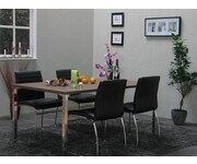Eetkamerset Frank tafel + 4 zwarte stoelen Denver Tvilum