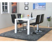Eethoek Dover witte tafel met 4 zwarte draaistoelen 