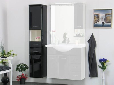 Kolomkast zwart hoogglans hoge kast Alsace