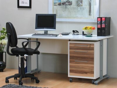 Tvilum Wit bureau met ladeblok Claudia