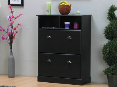 Schoenenkast Terra zwart grenen