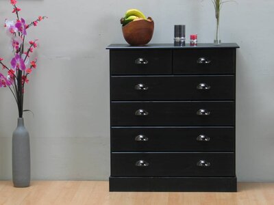 Ladenkast Terra zwart grenen 4 + 2 laden