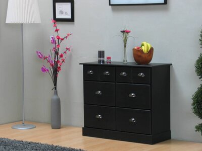 Ladekast zwart grenen Terra ladekast met 6 laden