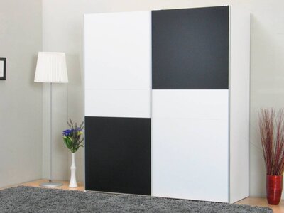 Tvilum Zweefdeurkast zwartwit geblokt Pegasus 170 cm breed