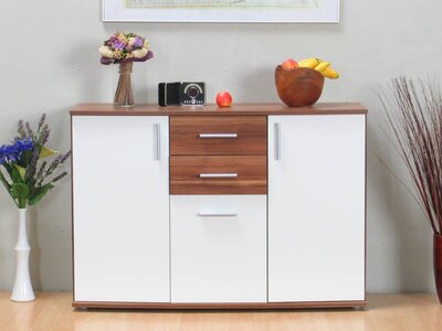 Tvilum Ulm dressoir met 3 deuren en 2 laden wit walnoot