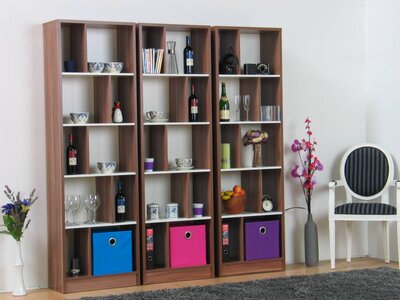 Tvilum Sune set van 3 boekenkasten wit en pruimkleurig