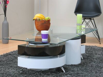 Salontafel Veronique zwart wit S-frame design