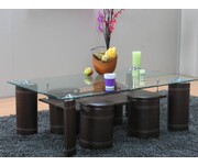 Saskia salontafel bruin met 4 hockers 