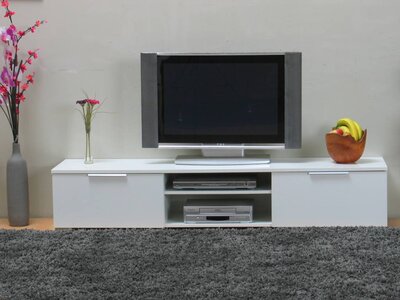 Tvilum TV meubel Bergamo wit hoogglans met 2 laden en open vakken