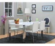 Eethoek Amy 160x90 cm wit hoogglans tafel met 4 witte stoelen 