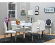 Amy eethoek 160x90 wit hoogglans incl 6 stoelen wit 