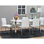 Amy eethoek 160x90 wit hoogglans incl 6 stoelen wit