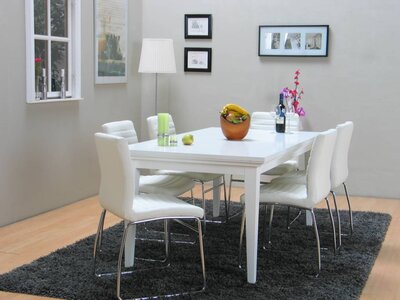 Tvilum Witte eetkamerset Venetië met 6 witte stoelen Denver