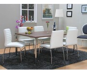 Eethoek walnoot Frank 160x100 met 6 stoelen wit Tvilum