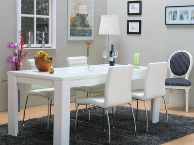 Tvilum Kate witte eethoek tafel 190x90 met 4 witte stoelen Denver