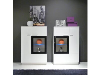 Luna highboard wit 114x75 cm met glazen venster