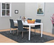 Eethoek Milano 180x90 hoogglans wit met 4 stoelen groen Tiana 