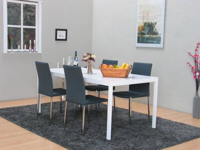 Eethoek Milano 180x90 hoogglans wit met 4 stoelen groen Tiana