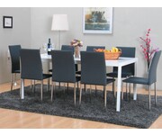 Milano eethoek wit met 8 groene stoelen Tiana 