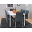 Milano eethoek wit met 8 groene stoelen Tiana