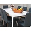 Milano eethoek wit met 8 groene stoelen Tiana