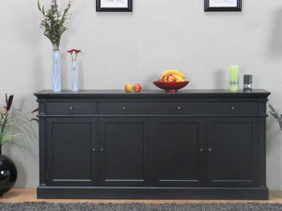 Zwart antiek patiné dressoir Mozart 4deurs