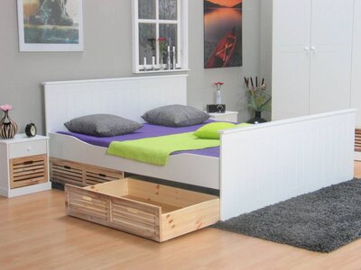 Tweepersoonsbed Rianne 180x200 wit met paulowniahout