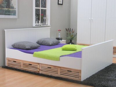 Wit 2persoonsbed 140x200 Rianne met paulowniahout
