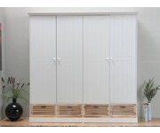 Witte vierdeurs kledingkast Rianne met paulowniahout 