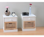 Rianne set van 2 nachtkastjes wit met paulowniahout 