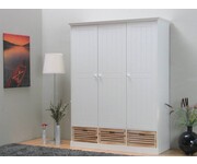 Witte kledingkast driedeurs Rianne met 3 lades van paulowniahout 