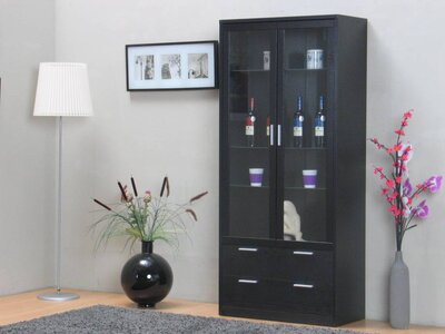 Tvilum Viva vitrinekast zwart essen decor
