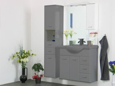 Spiegel met hangkast en verlichting Alsace wit hoogglans