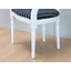 Witte stoel met armleuning Rococo met zwart gestreepte bekleding