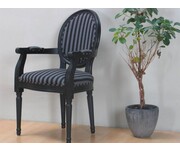 Stoel barok Rococo zwart met zwart gestreepte bekleding 