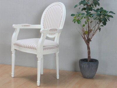 Rococo eetkamerstoel met armleuning antiek wit