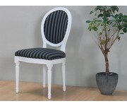Stoel wit Rococo met zwart gestreepte bekleding 
