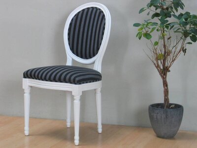 Stoel wit Rococo met zwart gestreepte bekleding