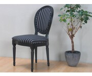 Zwarte stoel Rococo met zwart gestreepte bekleding 