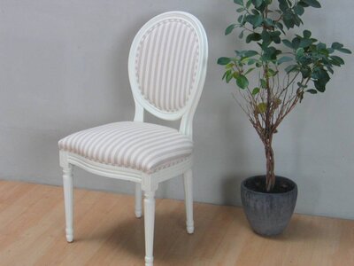 Barok eetkamerstoel creme met beige stof Rococo