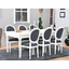 Mozart witte eethoek 180-280x100 cm met 6 Rococo stoelen