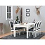 Mozart witte eethoek 180-280x100 cm met 6 Rococo stoelen