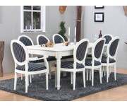 Cremewit tafel Mozart met 8 Rococo stoelen barok stijl 